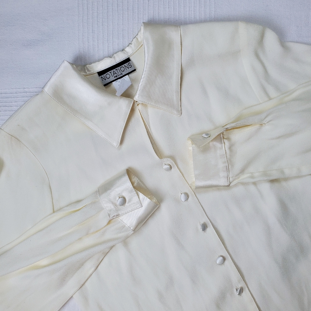 Vintage Notations Off White Side Button Blouse - image 1
